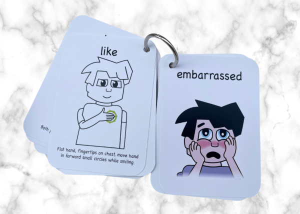 auslan key word sign feelings emotion flashcards