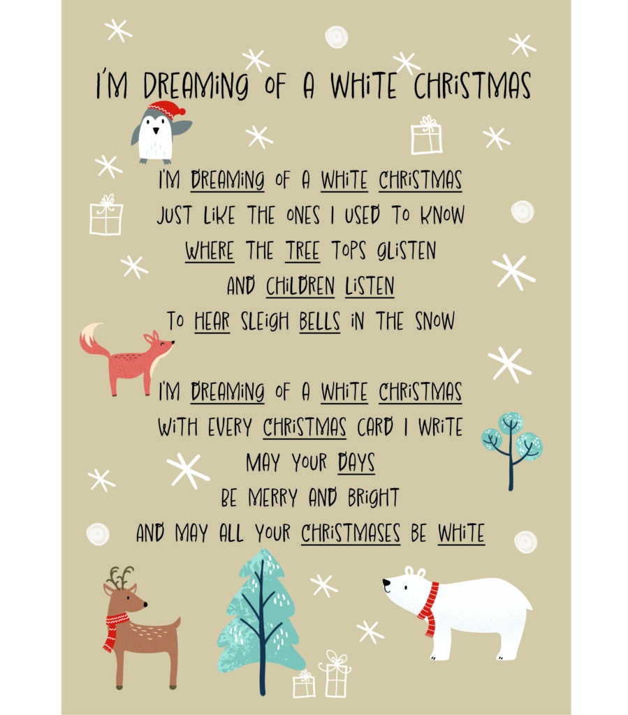 dreaming of a white christmas - key word sign