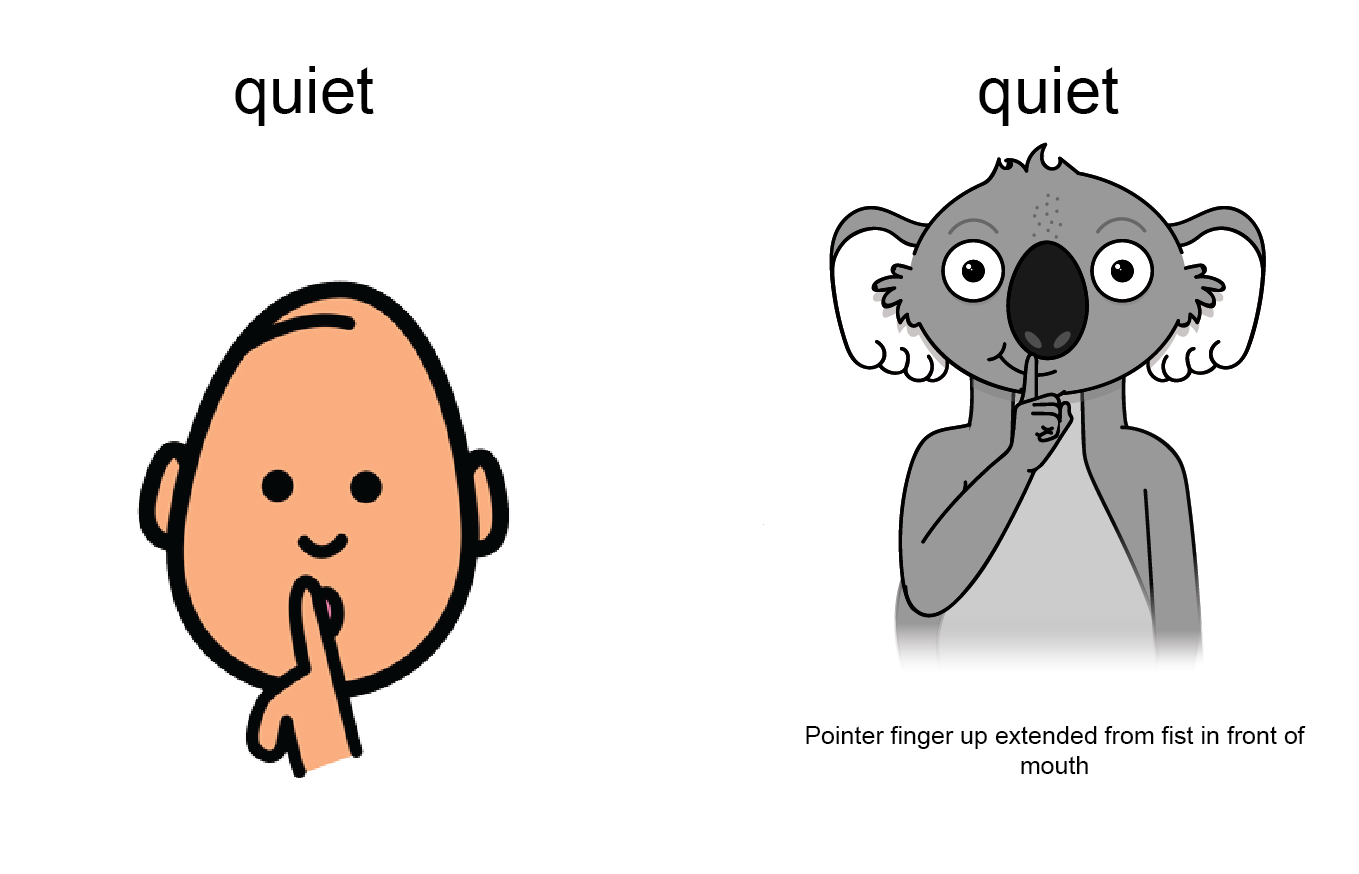 key word sign - Auslan - AAC - sign for quiet