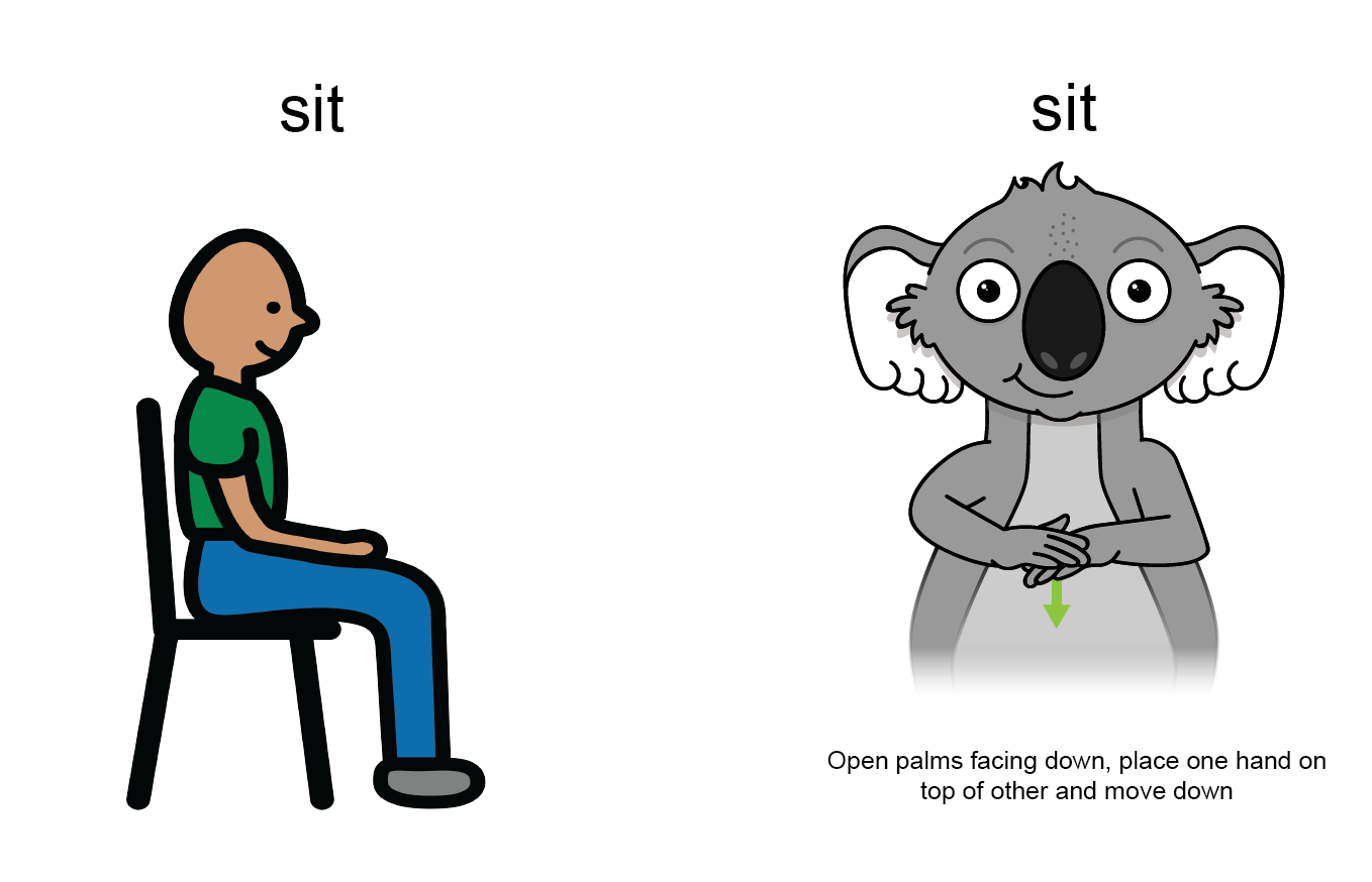 key word sign - Auslan - AAC - sign for sit