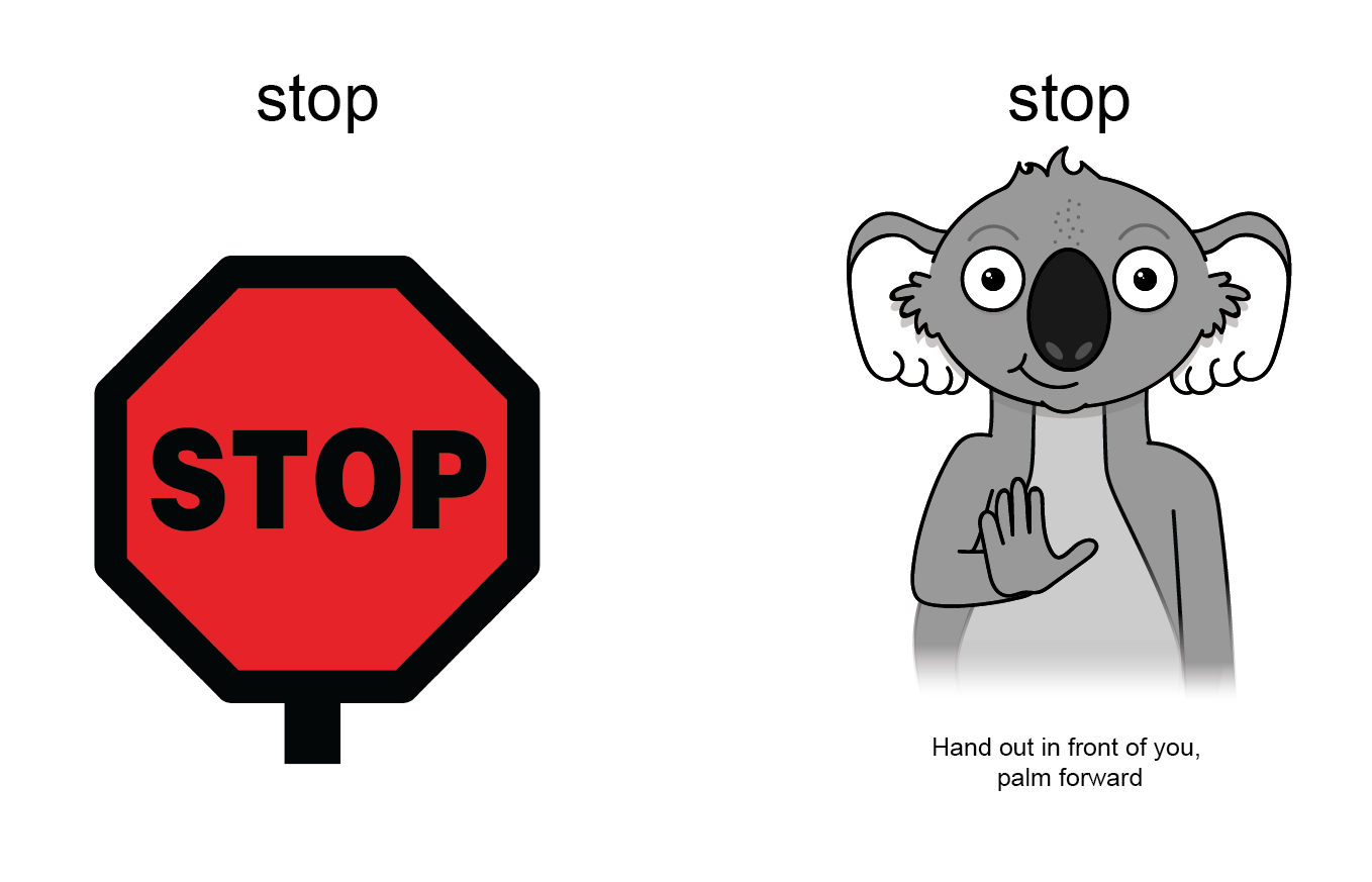 key word sign - Auslan - AAC - sign for stop