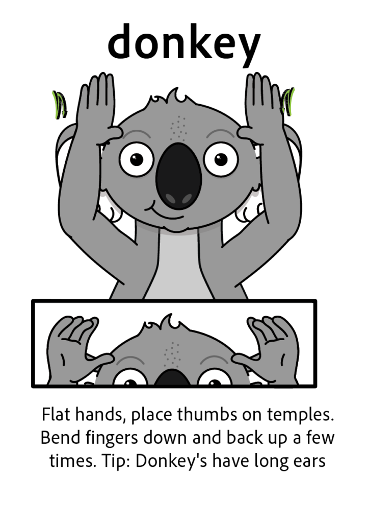 key word sign - sign for donkey - auslan
