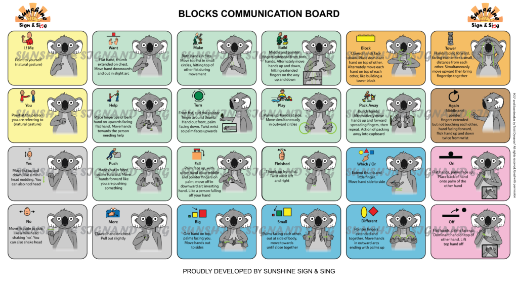 blocks - lego - key word sign - communication board - AAC