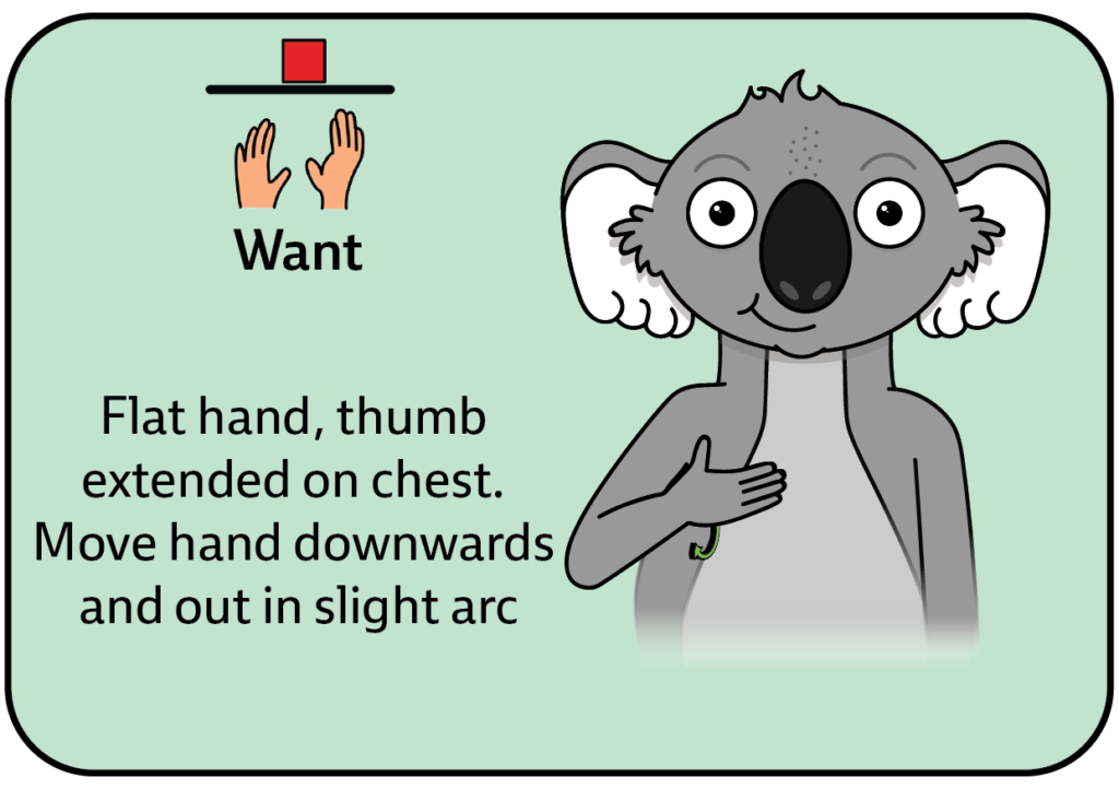 Kws auslan sign for want - key word sign - australia - communication boards - AAC - video tutorials