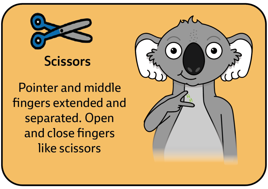 Key word sign KWS - sign for scissors - Auslan
