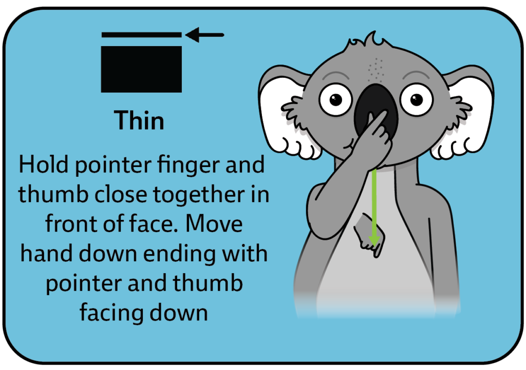 Kws key word sign - sign for thin - auslan