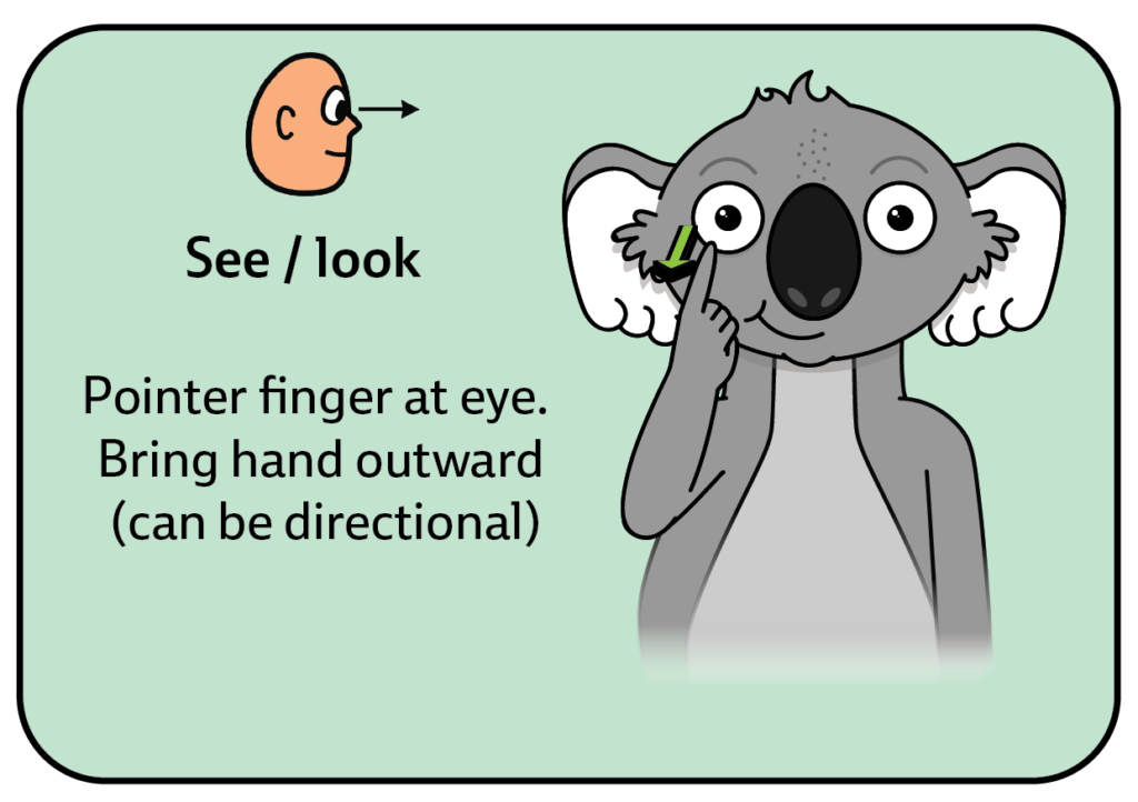 key word sign - australia - sign for see or look - auslan - AAC - Communication Boards - Video tutorials