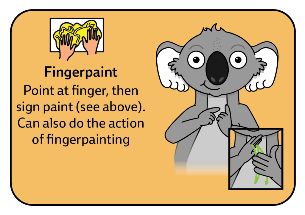 Key Word Sign - sign for fingerpaint - Auslan - Sign Language - AAC Communication Board