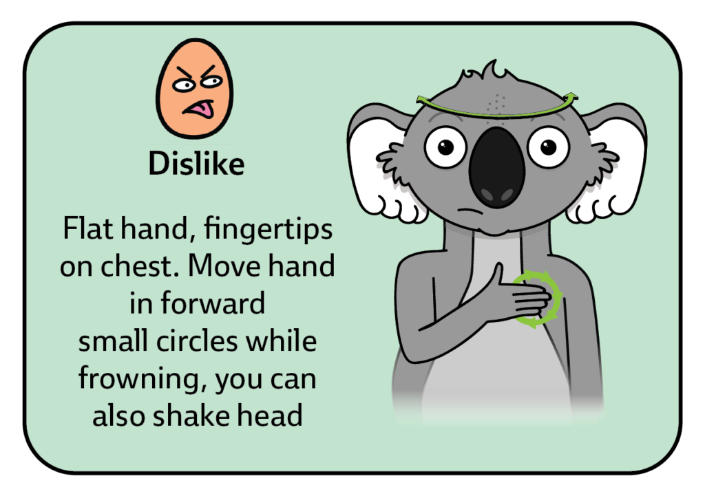 dislike - key word sign - AAC - Art Communication Board - Auslan - Sign Language