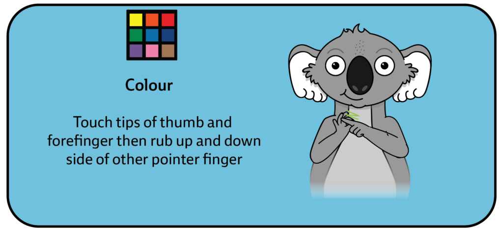 sign for colour - key word sign - AAC - Colour Communication Board - Auslan Sign Language