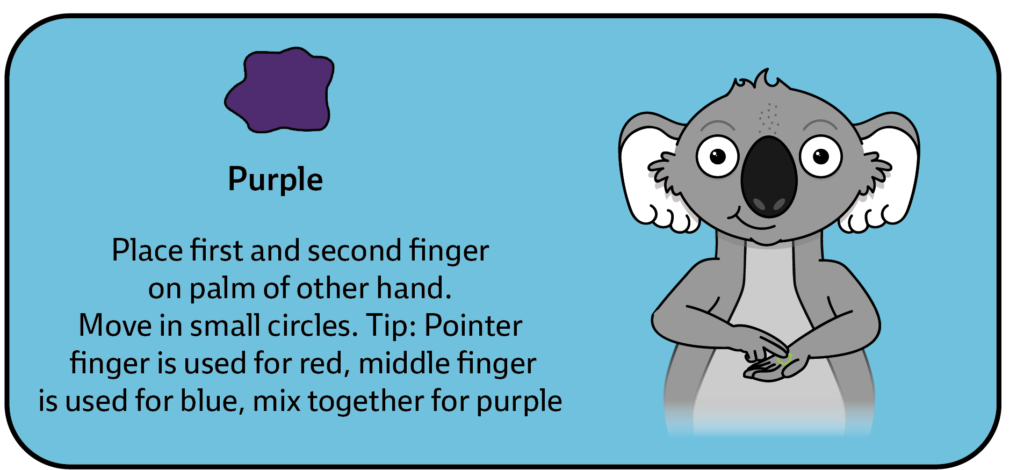 sign for purple - AAC -key word sign - Australia - Auslan - Sign Language