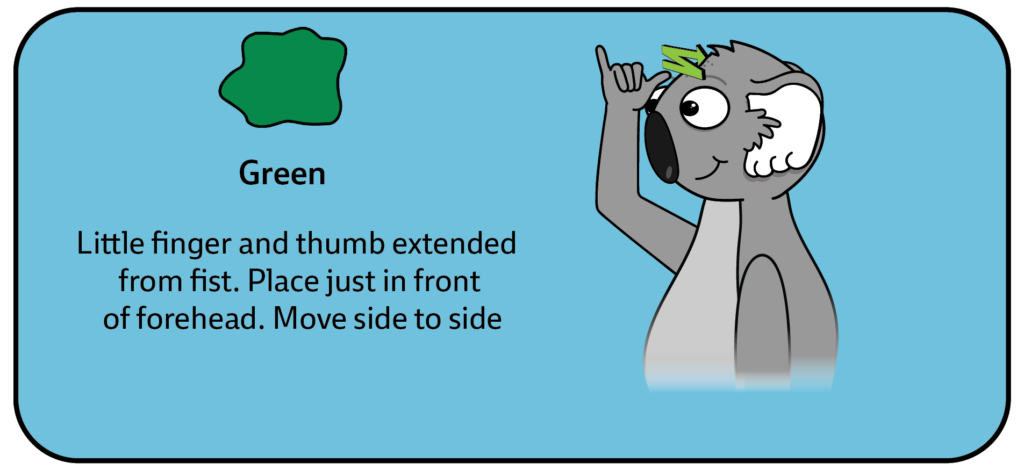 sign for green - north - key word sign - AAC- Colour Communication Board - Auslan - Sign Language
