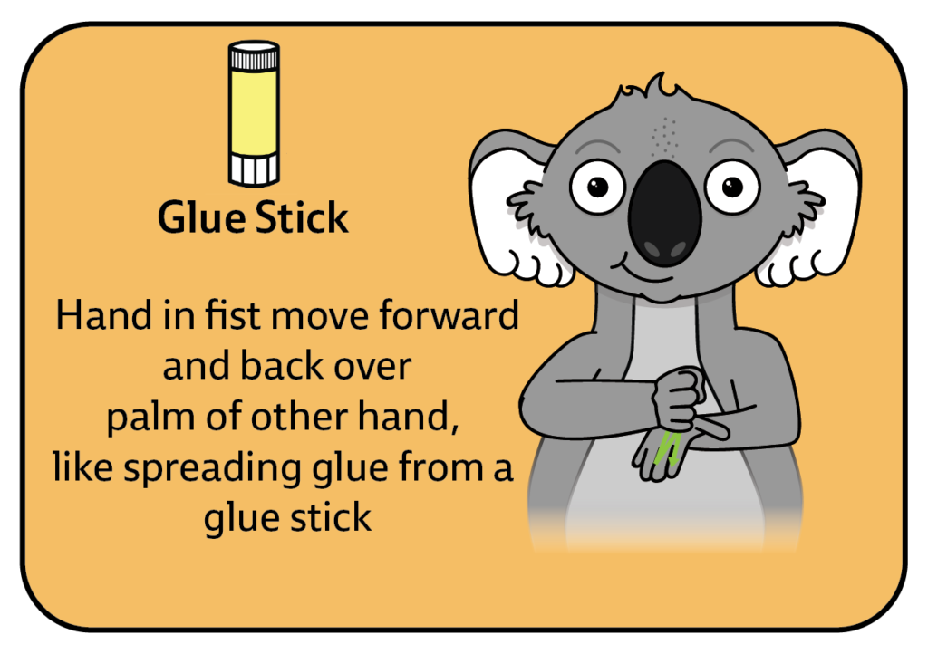 key word sign - australia - sign for glue stick- AAC - Auslan - Sign Language