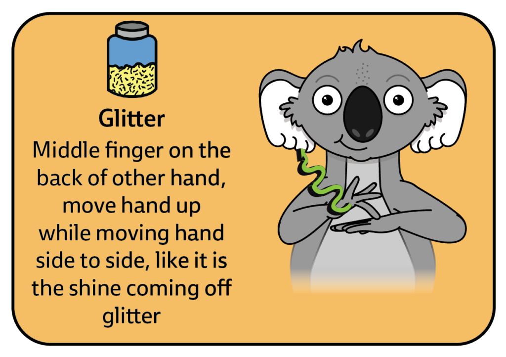 Sign for glitter - key word sign - Craft Communication Board - AAC