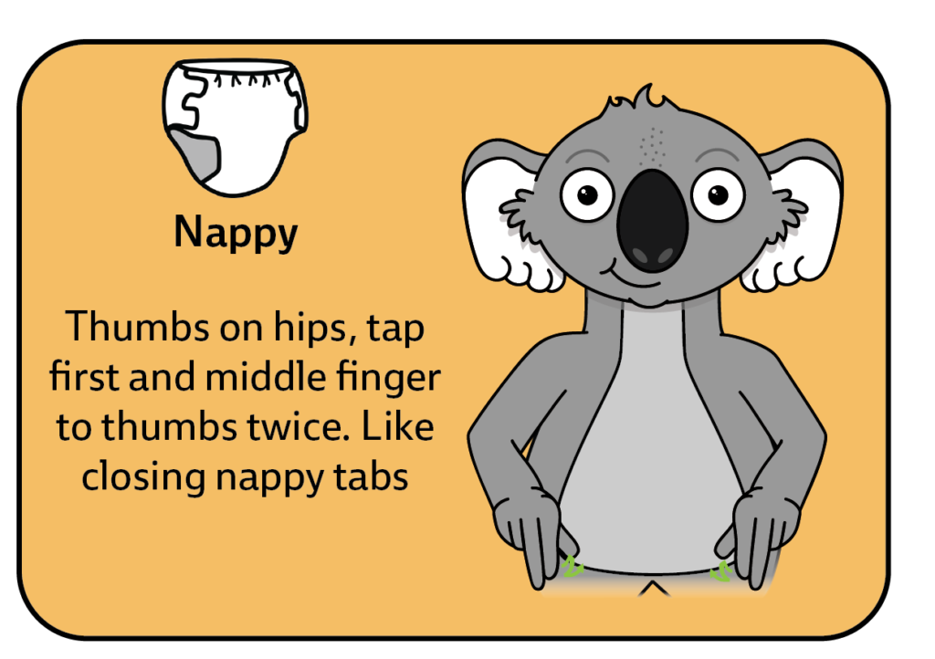 key word sign - australia - sign for nappy - AAC - Auslan - Sign Language - Baby sign