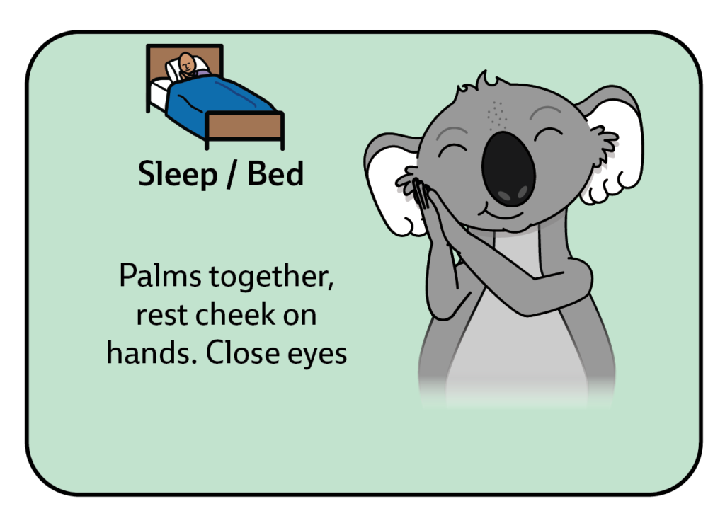 key word sign - australia - sign for bed or sleep - AAC - Auslan - Sign Language