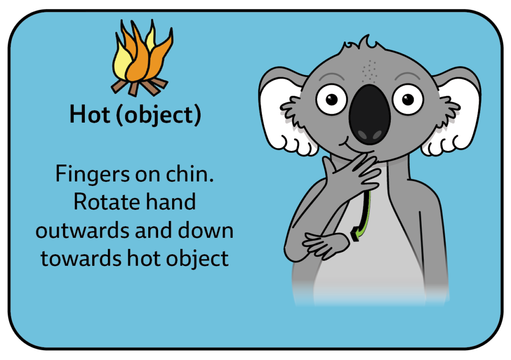 key word sign - australia - sign for hot - object - AAC - Auslan - Sign Language
