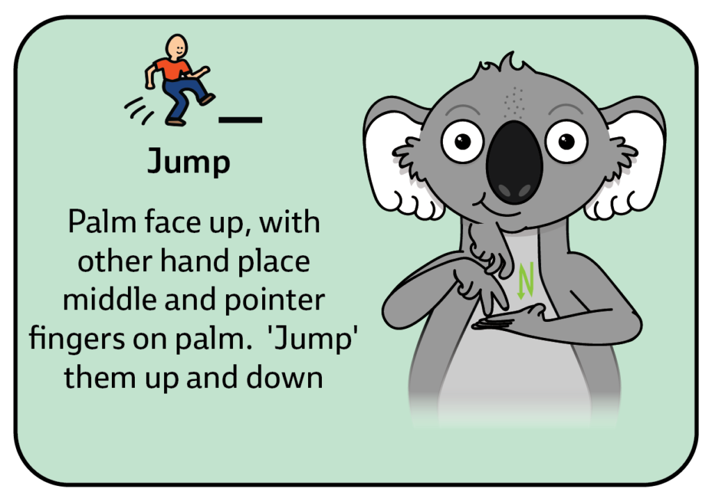 Sign for jump- key word sign - KWS - AAC - Outdoor Play Communication Board