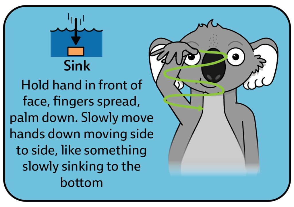 key word sign - sign for sink - auslan - AAC - water play communication board