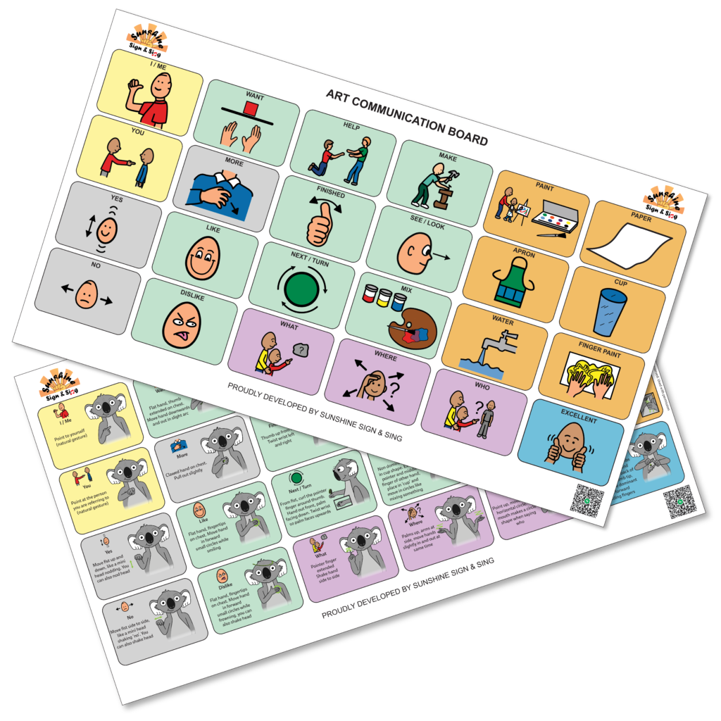 Art AAC communication boards - key word signs and video tutorials